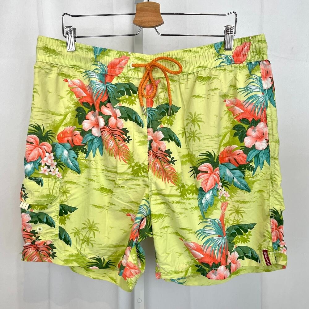 TOMMY BAHAMA Relax Floral Swim Trunks Shorts Pull On Pockets Lined Multi Size XL